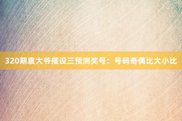 320期袁大爷摆设三预测奖号:号码奇偶比大小比